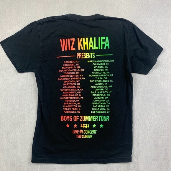 Wiz Khalifa Mens Shirt Small Black Rasta Boys Of Zummer Tour Band Tee Stoner 420 - Picture 5 of 5